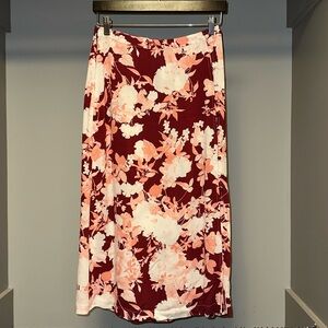 Chelsea 28, size small, dark berry floral skirt